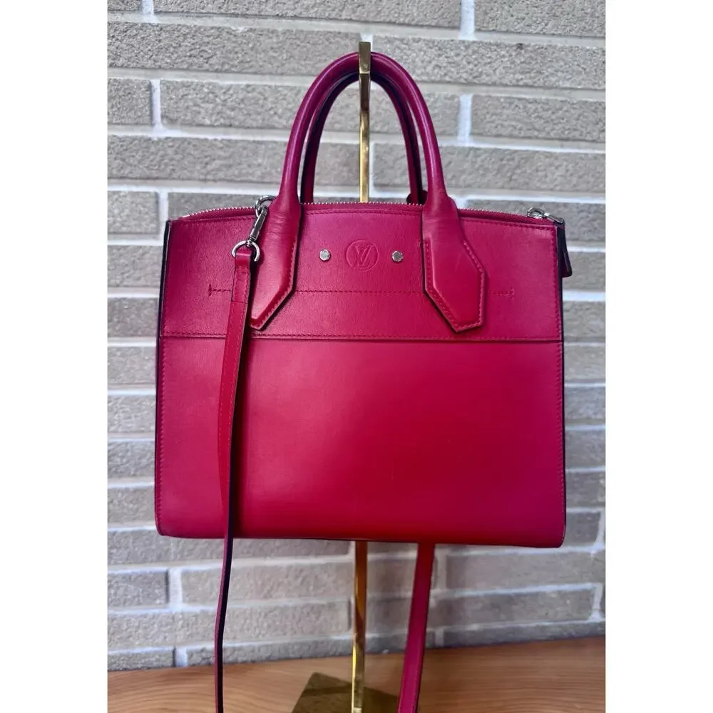 Louis Vuitton Red Smooth Leather City Steamer PM Bag